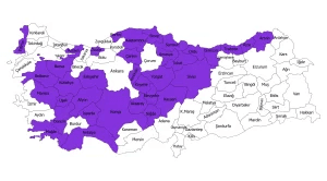 2. bölge kampanyasının geçerli olduğu iller mor renkle gösterilmiştir. İl listesi paket detaylarında yer alır.